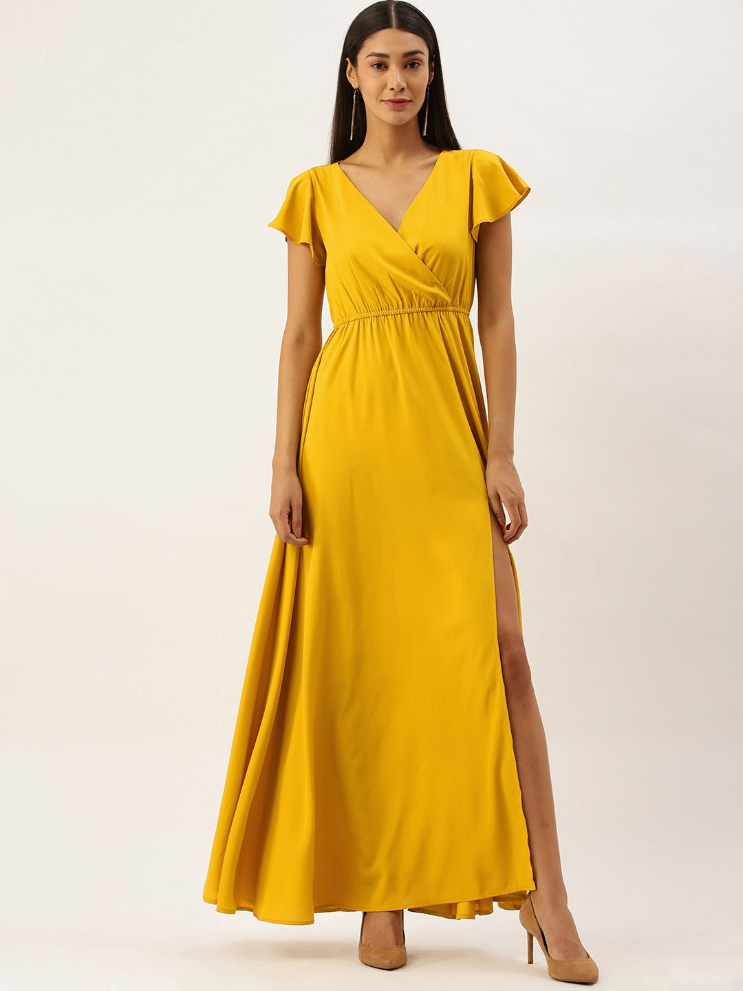 V-Neck Short Sleeve Maxi Dress